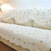 欧式白色双面全棉布艺刺绣，四季通用纯棉沙发垫，坐垫沙发巾白色刺