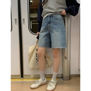 ordinairement韩国2024春季水洗磨白高腰，牛仔短裤
