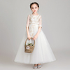 儿童礼服公主裙女童蓬蓬，纱长款花童婚纱主持人钢琴演出服表演白色