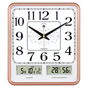 北极星方形客厅静音挂钟现代简约时尚电子，钟表创意家用日历石英钟