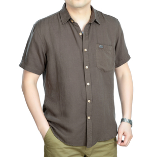 jeep短袖衬衫2024亚麻莱赛尔纤维布料手感柔软透气好薄料休闲衬衣