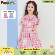 pawinpaw卡通小熊童装，夏季女童儿童，印花连衣裙可拆卸蝴蝶结