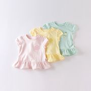 女童短袖T恤幼儿夏季0岁5女宝宝纯棉可爱洋气裙式上衣婴儿童半袖