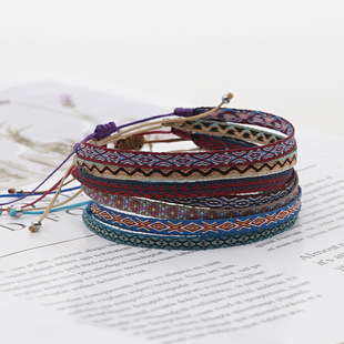 哥伦比亚手绳ins风波西米亚手链女友谊绳西班牙民族手工编织饰品
