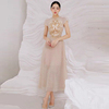 越南小众品牌轻奢网纱高级感蕾丝刺绣收腰法式礼服连衣裙女公主裙