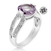 vir jewels 1.85 克拉紫色紫水晶戒指 .925 纯银配铑圆形 9 毫米