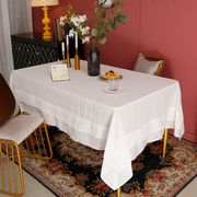 速发蕾丝桌布布艺长方形家用北欧高档白色餐桌布现代简约电视柜台