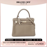 中古hermes爱马仕女包95新kellybag28凯莉，包大象(包大象)灰togo皮单肩包