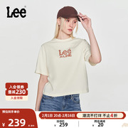Lee24早春舒适版字母印花米白色女短袖T恤潮LWT0082484LE-173