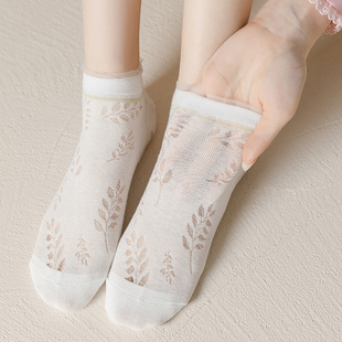 夏季袜子女蕾丝花边船袜薄款纯棉浅口镂空可爱白色洛丽塔低帮短袜