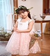 女童网纱拼接背心裙pudding，韩国南大门，童装2024夏款连衣裙996