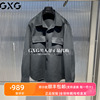 GXG男装外套2023冬季暗灰绿纯羊毛短款休闲呢大衣GEX10628714