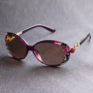 水晶眼镜女纯天然石头镜时尚款太阳镜中老年妈妈高档养眼墨镜