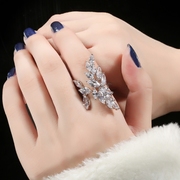 Y9韩版夸张水晶锆石食指戒指女个性装饰指环日韩网红时尚潮人开口
