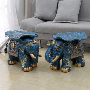定制欧式大象换鞋凳摆件特大号象凳子招财象仿实木招财客厅装饰品