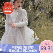 女童蕾丝连衣裙 2023秋款草莓珊韩国童装洋气吊带裙蓬蓬纱背心裙