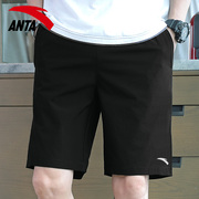 安踏黑色短裤男大码五分裤夏季冰丝凉感透气沙滩裤速干休闲运动裤