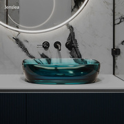 彩色透明台上盆酒店民宿艺术，设计水晶玻璃洗漱台厕所卫生间洗手盆