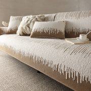 夏天沙发垫极简风高级皮沙发套罩坐垫子线条简约四季通用法式直排