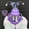 婴儿玻璃奶瓶150ml带防摔硅胶保护套手柄宝宝训练喝水吸管鸭嘴杯