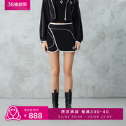 RuirUiruI卫衣短裙秋季黑色撞色包边设计休闲运动半身裙