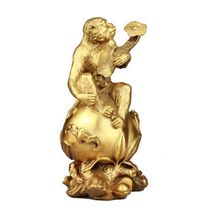 德佑堂铜猴子摆件十二生肖猴摆件，铜工艺品如意猴，家居装饰品属猴寿