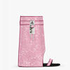欧美外贸粉红色水钻露趾凉鞋裙边裤管靴鲨鱼，金属扣件镶钻坡跟凉靴