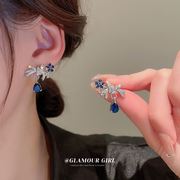 银针锆石几何花朵水滴耳环韩国ins高级感轻奢耳钉时尚气质耳饰女