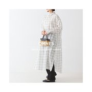 日本直邮omnes透明大衬衫连衣裙图案棉，开衩长款连衣裙haptic