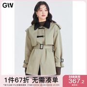GW大码女装经典气质设计感显瘦腰带风衣2024春季微胖mm上衣女