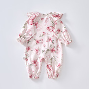 新生婴儿儿衣服，满月春季两三四个月女宝宝春装洋气纯棉73码连体衣
