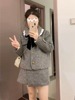 韩剧学院风套装女秋冬蕾丝拼接外套半身短裙气质名媛两件套小个子