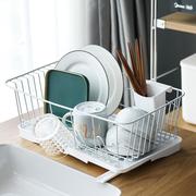 厨房沥水碗架铁艺碗筷，餐具收纳置物架家用简约双层水槽碗盘沥水篮