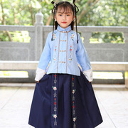  汉服秋装中国风唐装旗袍小孩套装刺绣古装公主B类儿童演出服