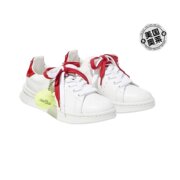 marcjacobs网球鞋皮革，运动鞋-白色，红色美国奥莱直发
