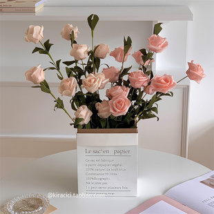 法式复古玫瑰花仿真花摆件客厅室内高档桌面假花摆设ins装饰花艺