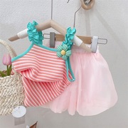 女童夏季洋气花朵背心小女孩网红时髦小吊带宝宝舒适可爱无袖上衣
