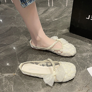 夏季老北京布鞋女透气单鞋，蕾丝镂空软底，女鞋平底豆豆鞋孕妇鞋鞋子