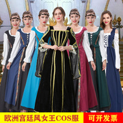 2023万圣节 cosplay欧式宫廷复古长裙 女王公主舞台剧演出服