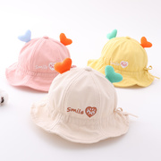 婴儿帽子春秋薄款纯棉可调节夏季儿童，遮阳帽春天男童女宝宝渔夫帽