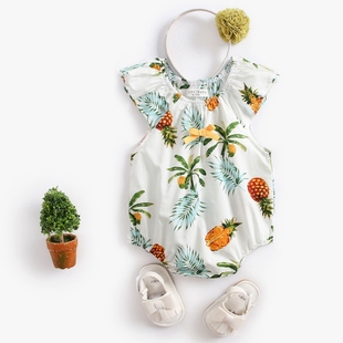 婴儿服装菠萝印花婴儿连体衣，短袖夏天婴儿，连体衣babyclothes新生