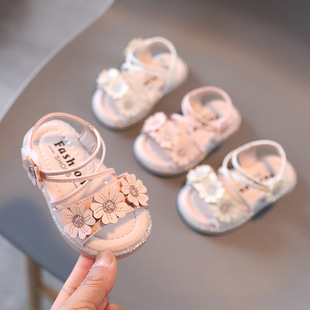 夏季宝宝学步鞋软底女童凉鞋露趾公主，鞋子小童鞋，1一2岁儿童3婴儿