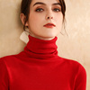 秋冬羊绒衫高领红色毛衣女网红紧身堆堆领打底衫修身羊毛针织衫