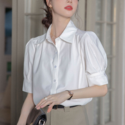 法式气质白色衬衫女2024年春装设计感小众通勤衬衣女长袖上衣