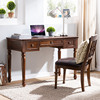 美式实木书桌 办公电脑桌书桌椅书房家具套装组合胡桃木色学习桌