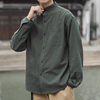 中国风男装纯色衬衫男士长袖，中式复古唐装，春秋棉麻青年中山装外套