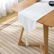 日式纯色系列桌旗中式欧式简约茶具装饰白色黑色餐桌跨境流苏茶席