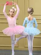 高档儿童芭蕾舞裙女童，舞蹈形体练功蓬蓬裙，幼儿短袖女演出跳舞连体