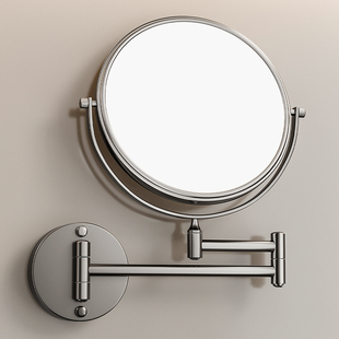 灰浴室可伸缩壁挂化妆镜卫生间免打孔美容镜折叠酒店放大镜子