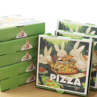 野餐兔子披萨盒比萨，打包外卖包装盒瓦楞加厚7891012寸